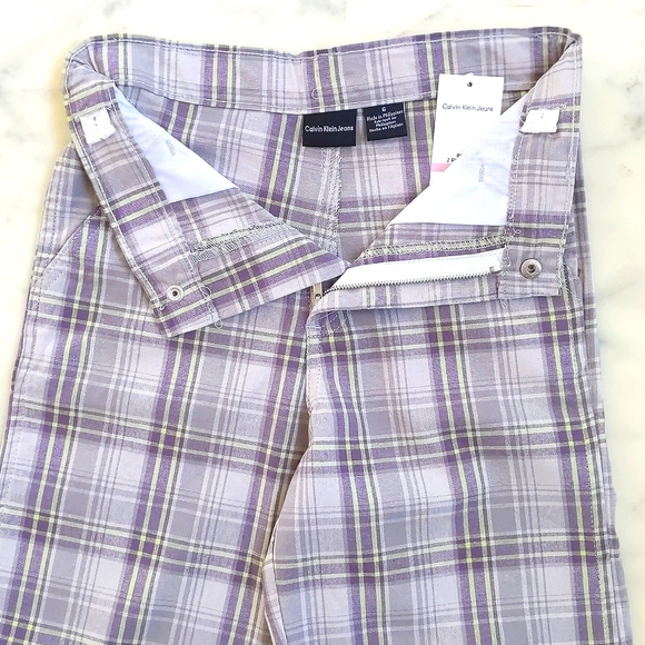 NWT. Calvin Klein Jeans Boy's Short Sleeve Tee and Multi Color Plaid Shorts Set. - Picture 4 of 6